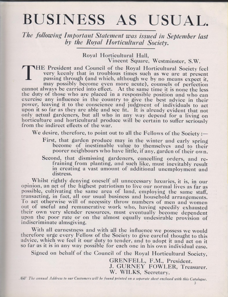RHS Statement Septeber 1914