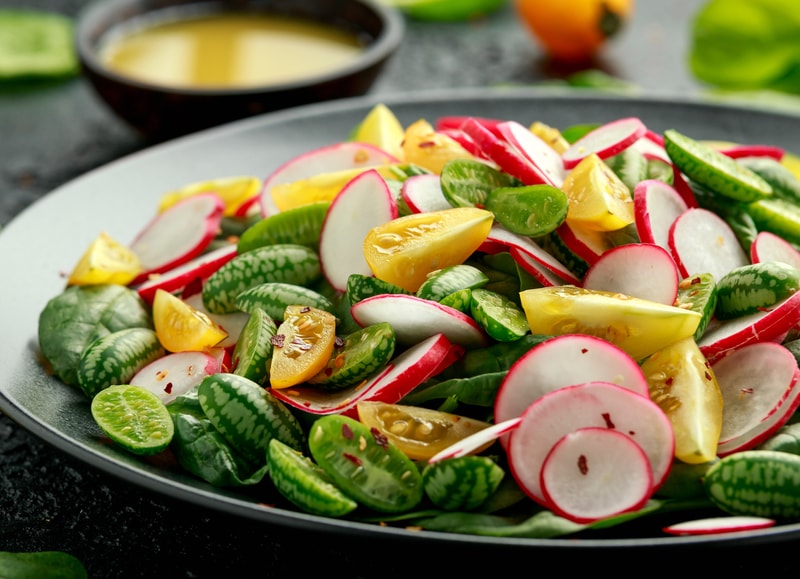 Cucamelon salad with radish