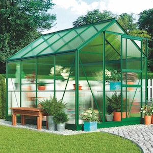 Green metal greenhouse