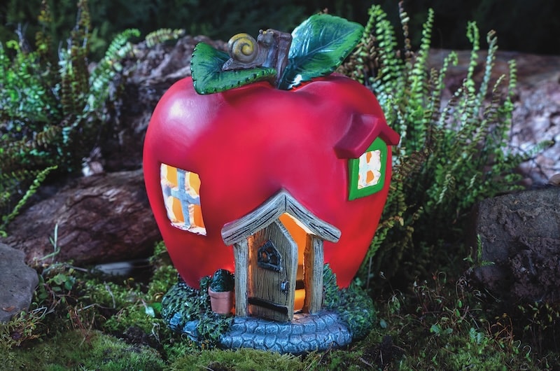 Apple fairy house in garden