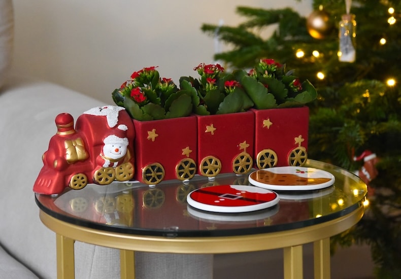 Christmas train houseplant container