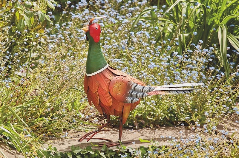 Metal pheasant garden ornament