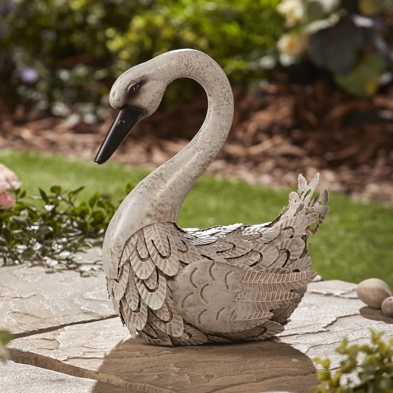 Metal swan garden ornament