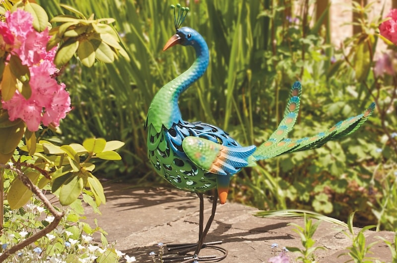 Metal peacock garden ornament