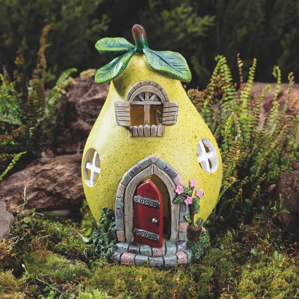 Solar powered pear fairy house