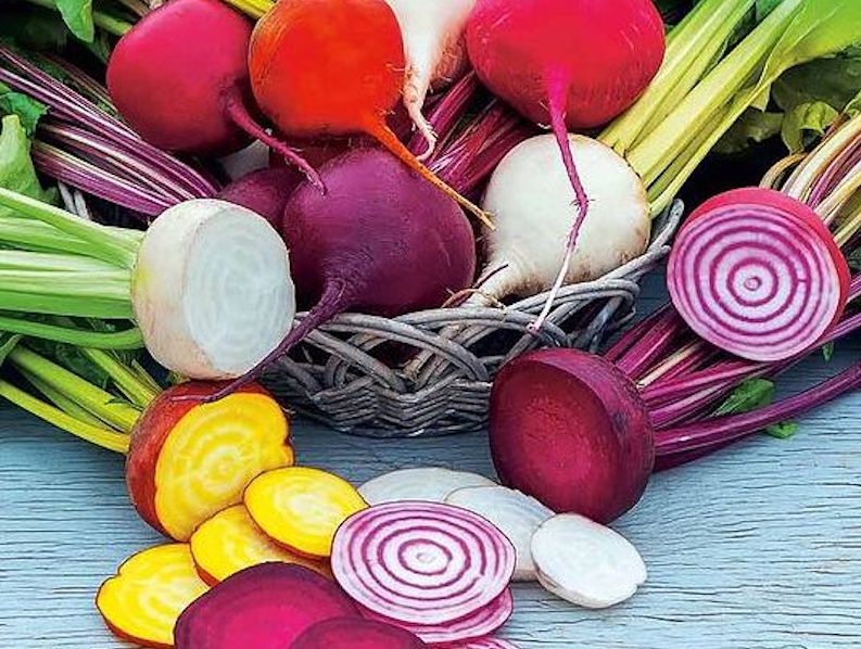  A variety of different Rainbow Mixed beetroot, some sliced and some whole 