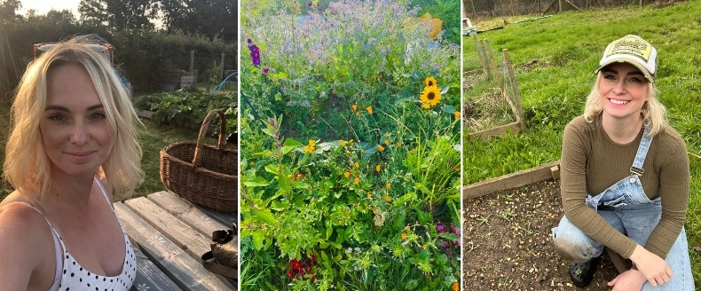 Nikki Jones, of Thrifty Green Life, on her allotment plot.